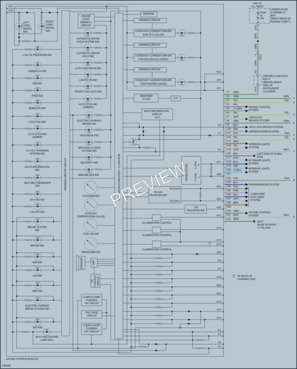 2018 Acura MDXSportHybrid Instrument Cluster wiring diagram preview