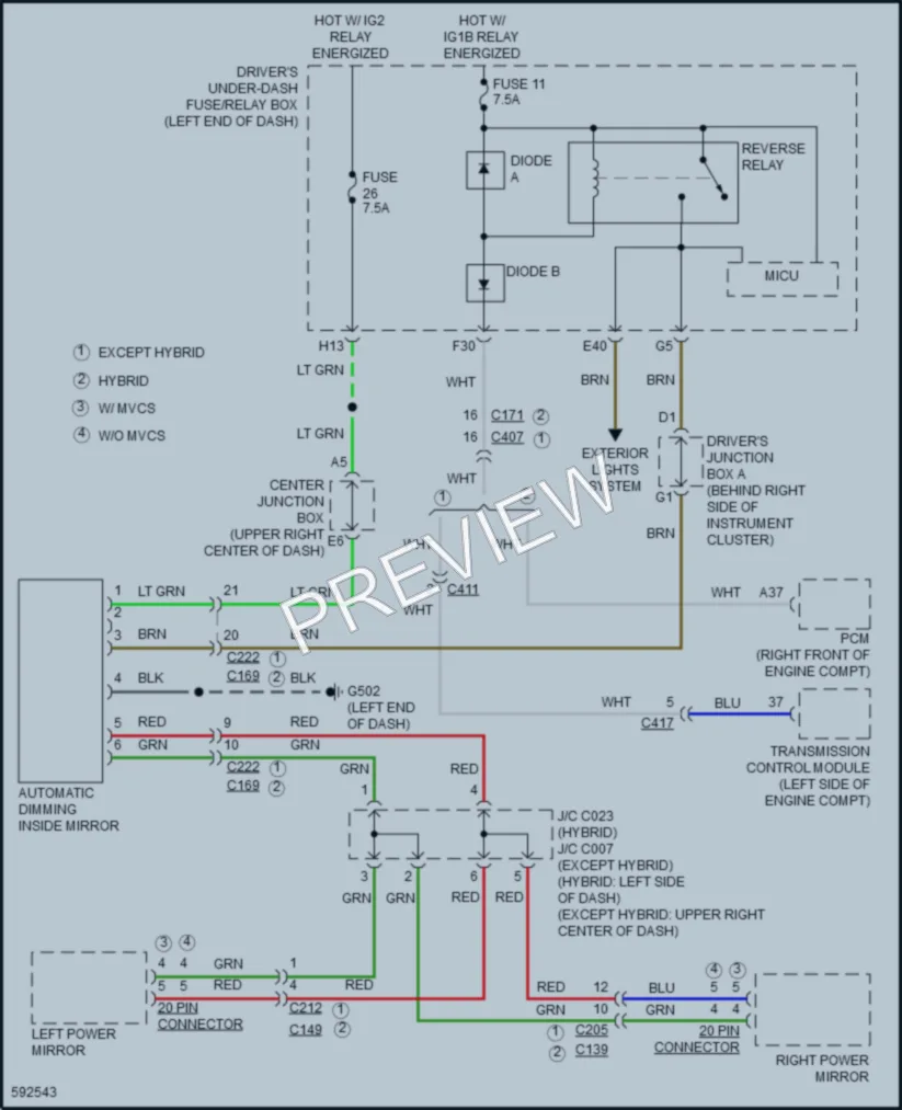 2018 Acura MDXSportHybrid Power Mirrors wiring diagram preview