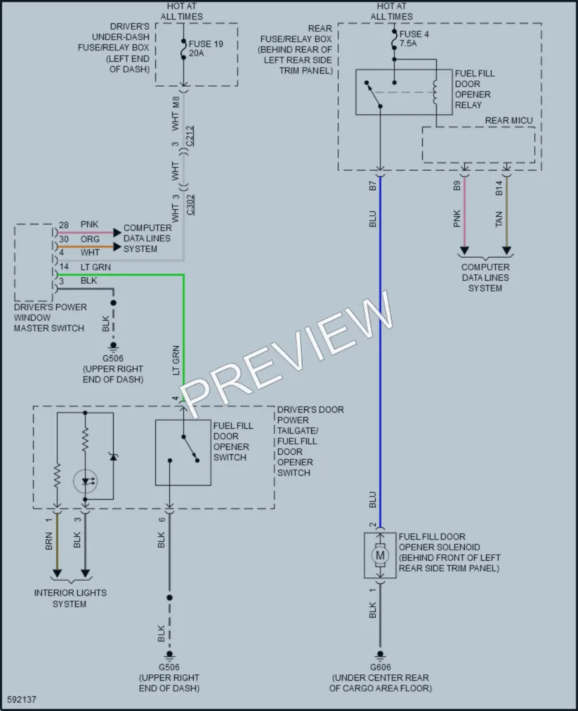 2018 Acura MDXSportHybrid Trunk Tailgate Fuel Door wiring diagram preview