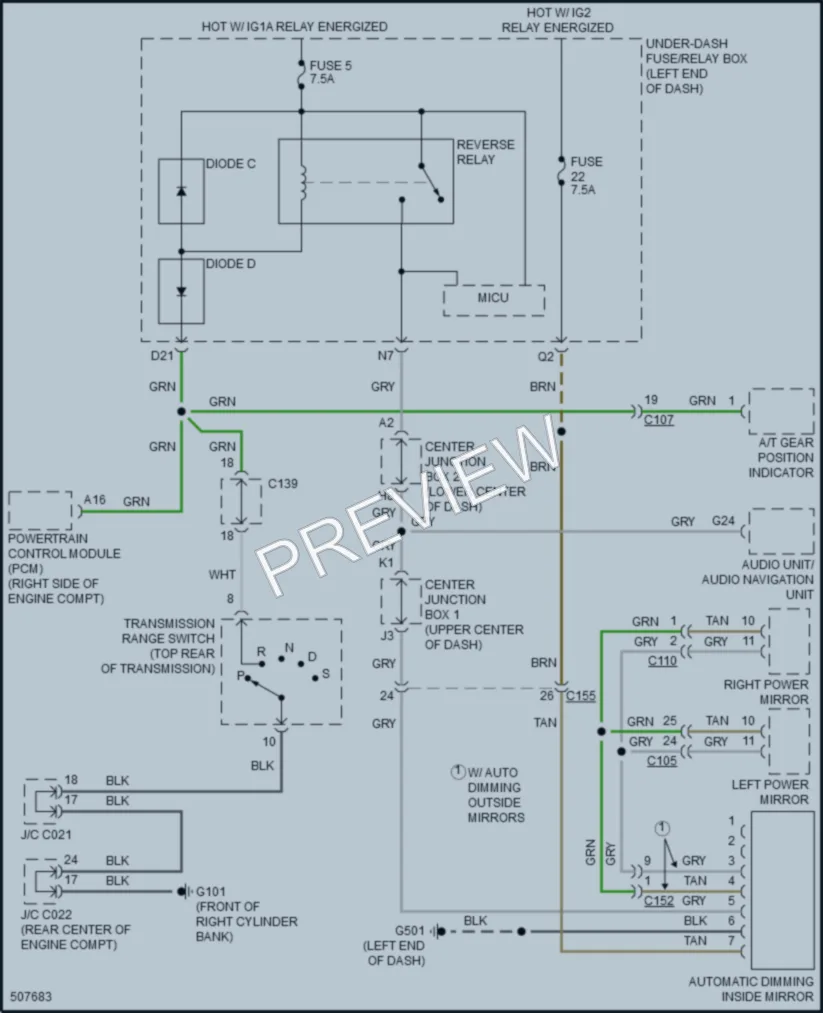 2018 Acura RDX Power Mirrors wiring diagram preview