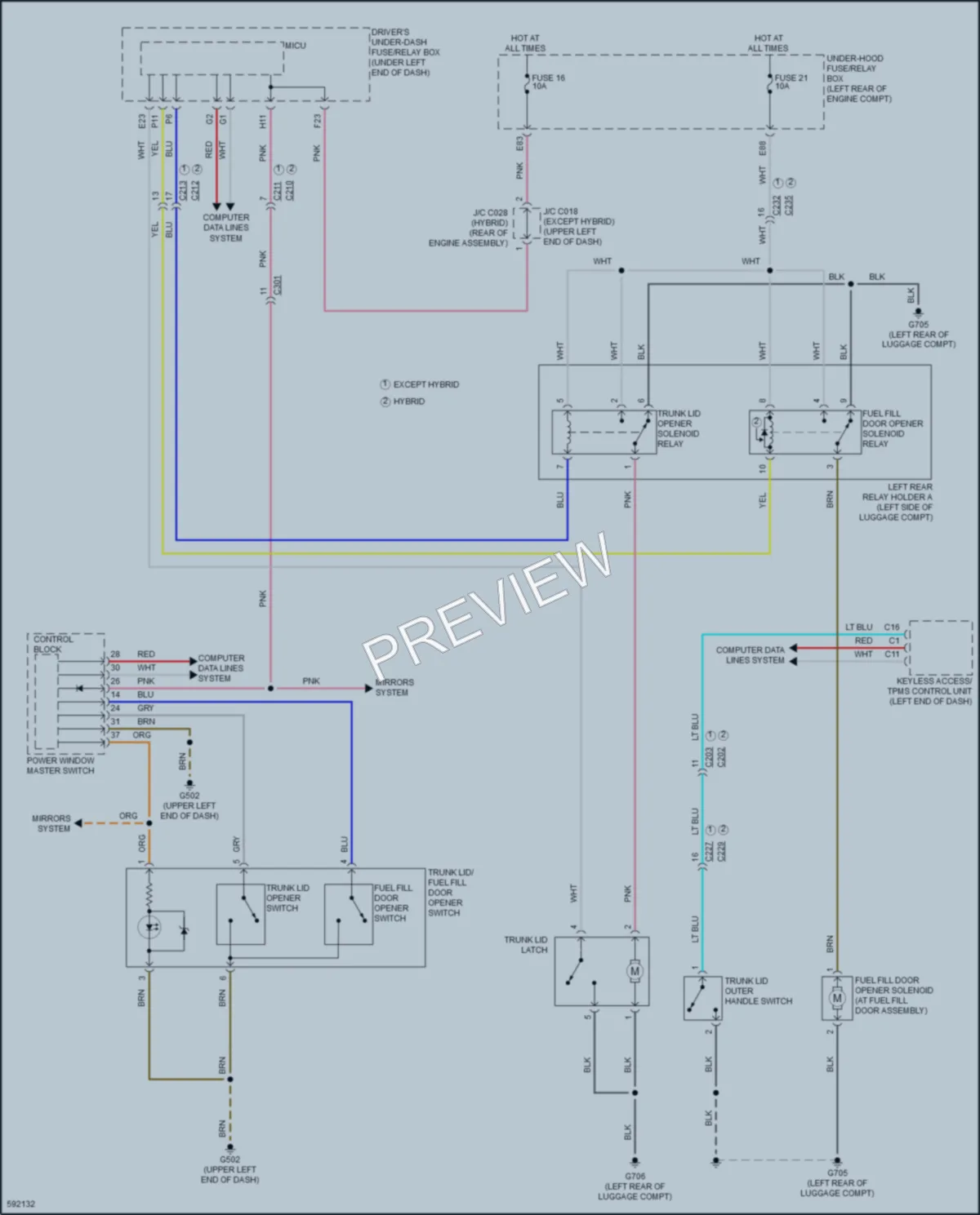 2018 Acura RLX Trunk Tailgate Fuel Door wiring diagram preview