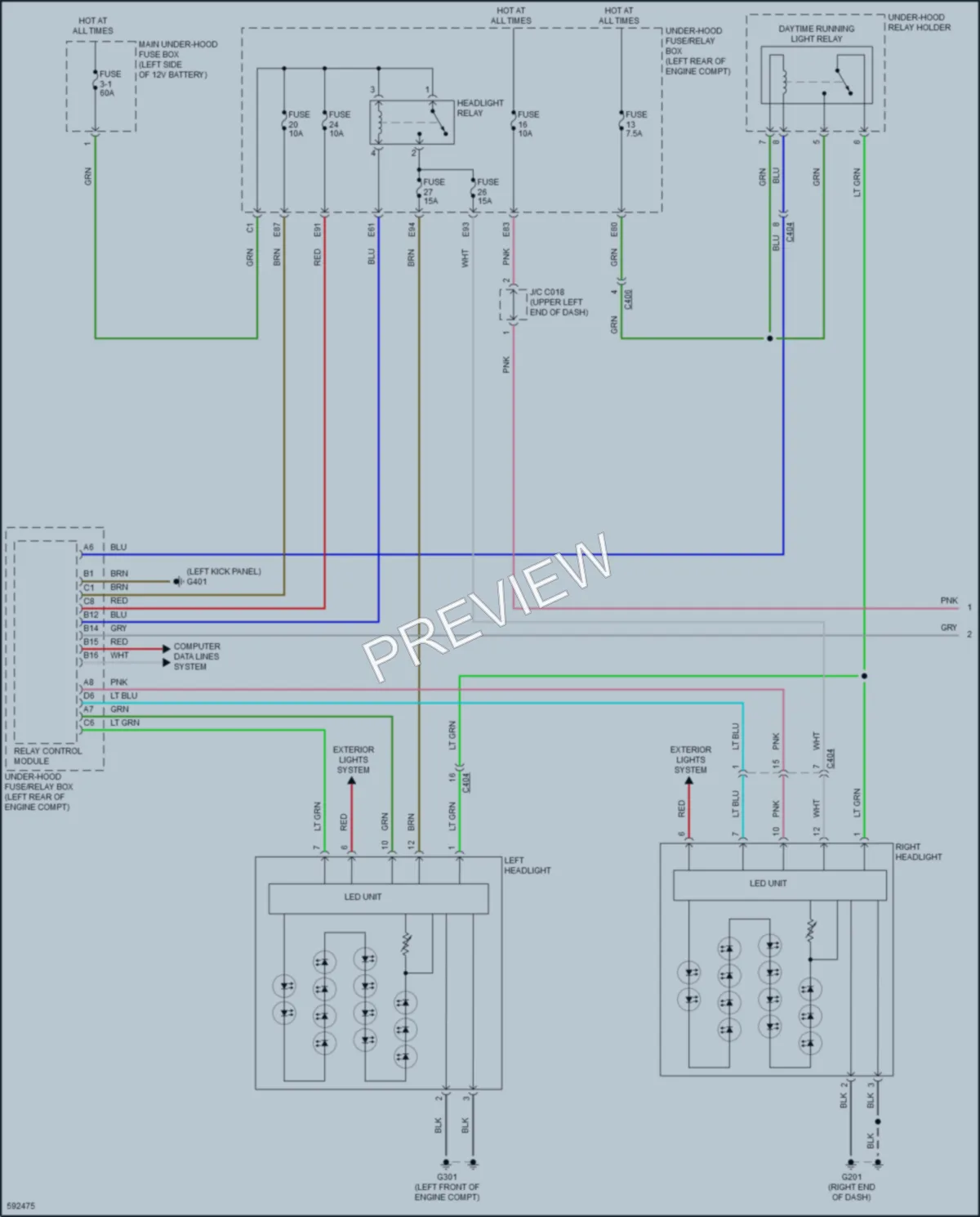 2018 Acura RLXSportHybrid Headlights wiring diagram preview