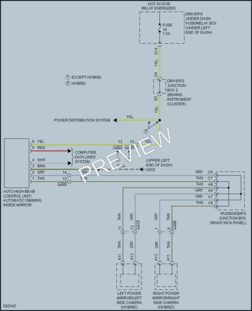 2018 Acura RLXSportHybrid Power Mirrors wiring diagram preview