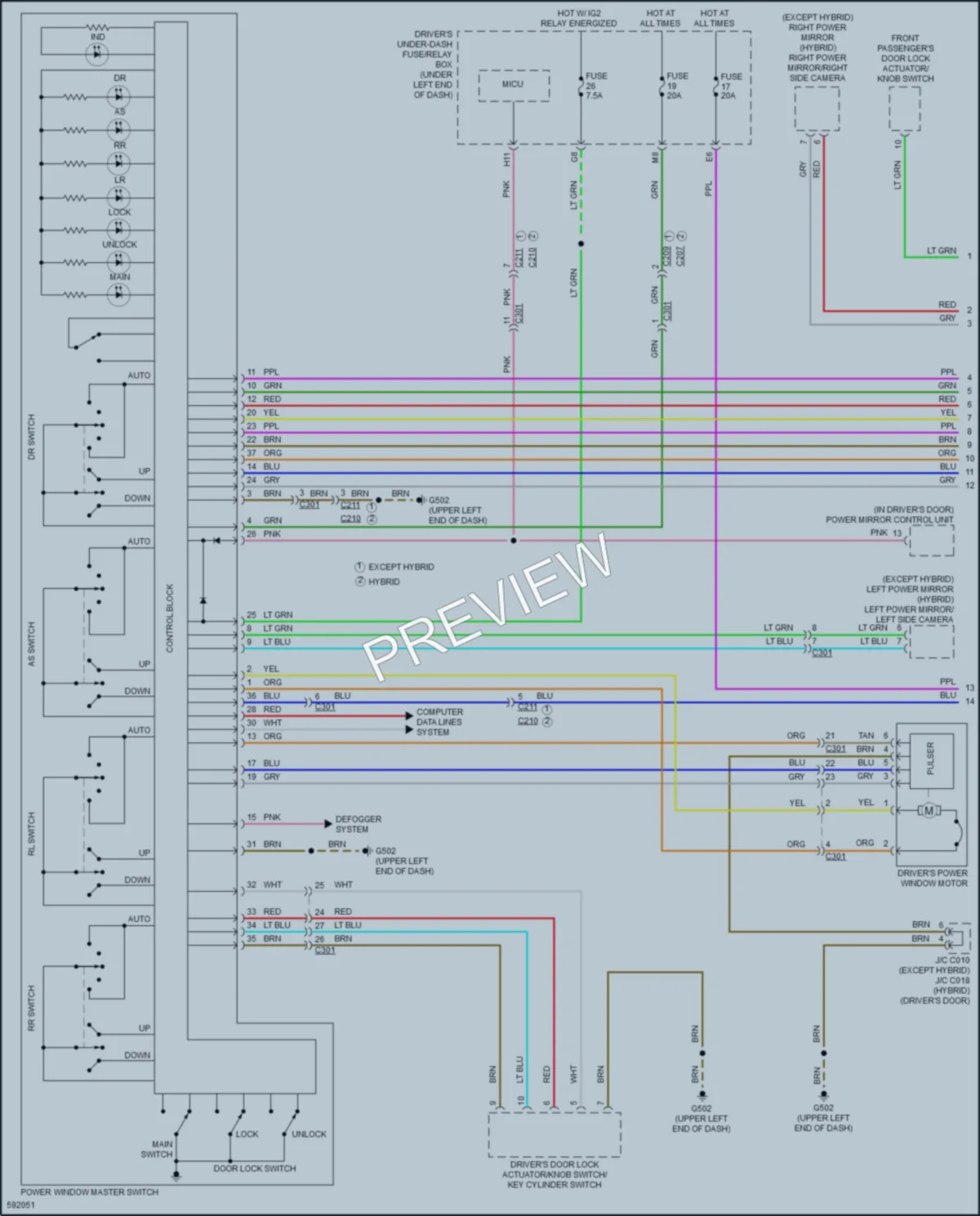 2018 Acura RLXSportHybrid Power Windows wiring diagram preview