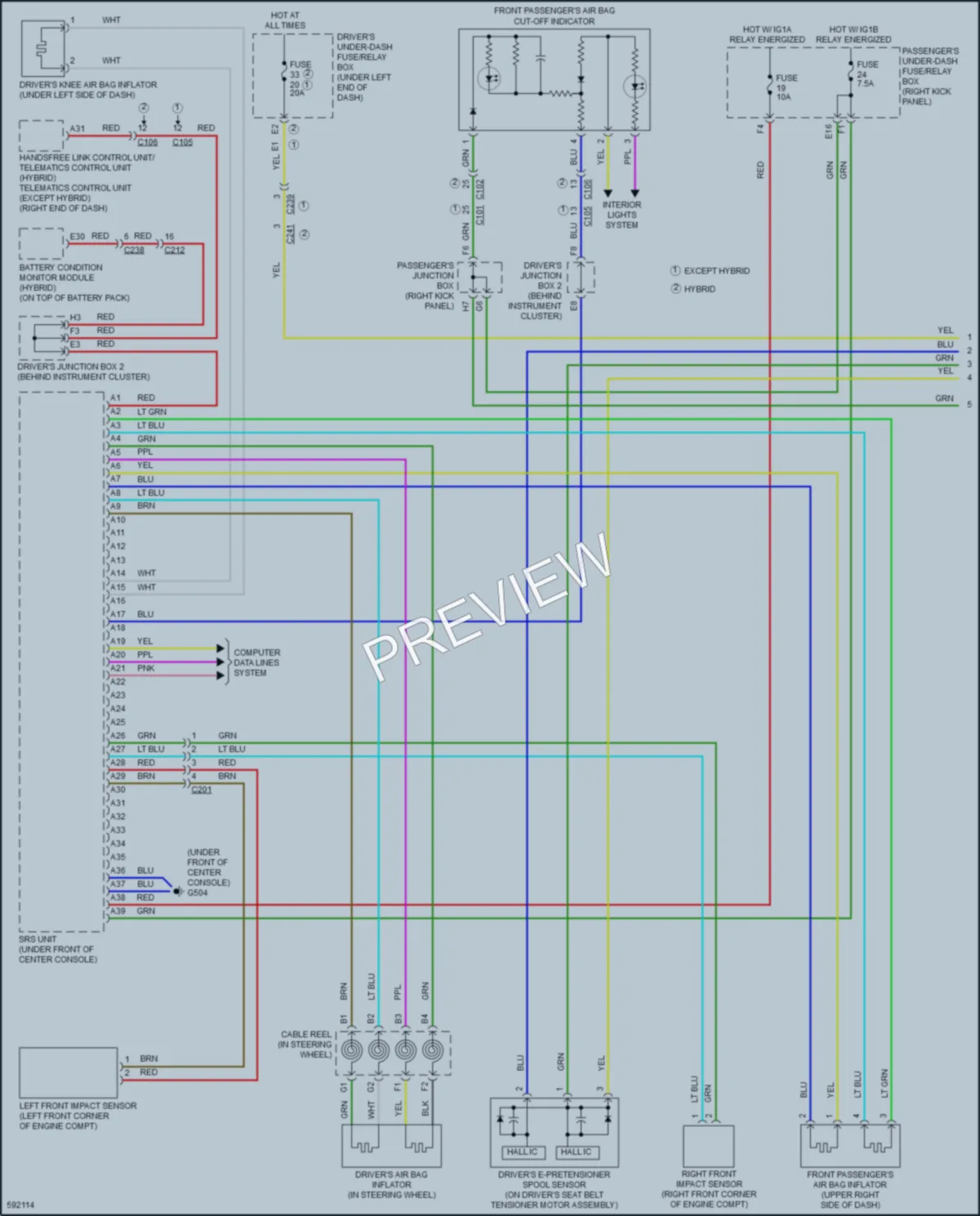 2018 Acura RLXSportHybrid Supplemental Restraints wiring diagram preview