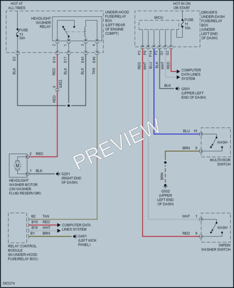 2018 Acura RLXSportHybrid Wiper Washer wiring diagram preview