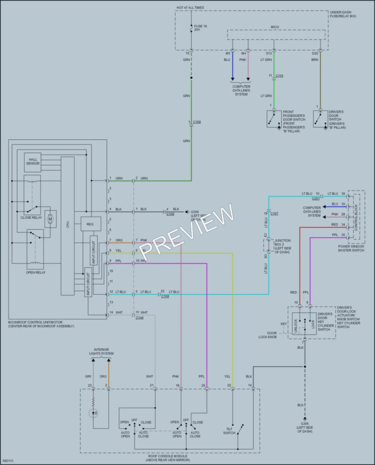 2018 Acura TLX Power Top Sunroof wiring diagram preview