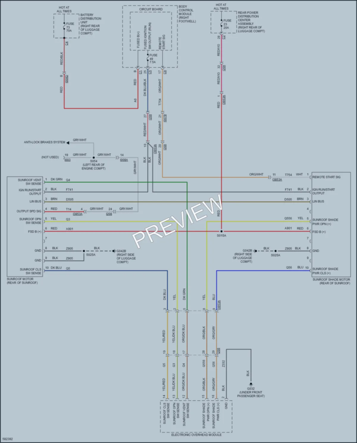 2018 AlfaRomeo Giulia Power Top Sunroof wiring diagram preview