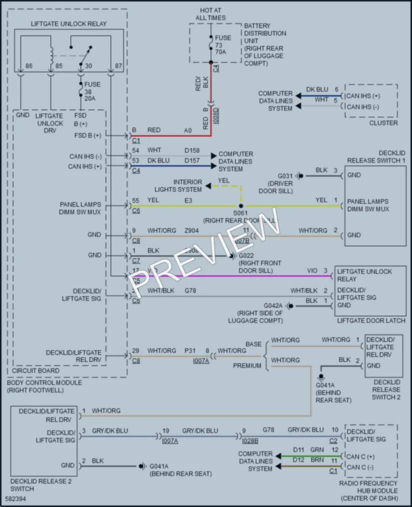 2018 AlfaRomeo Giulia Trunk Tailgate Fuel Door wiring diagram preview