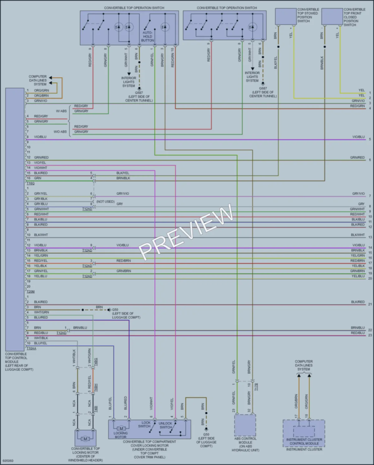 2018 Audi A3 Power Top Sunroof wiring diagram preview