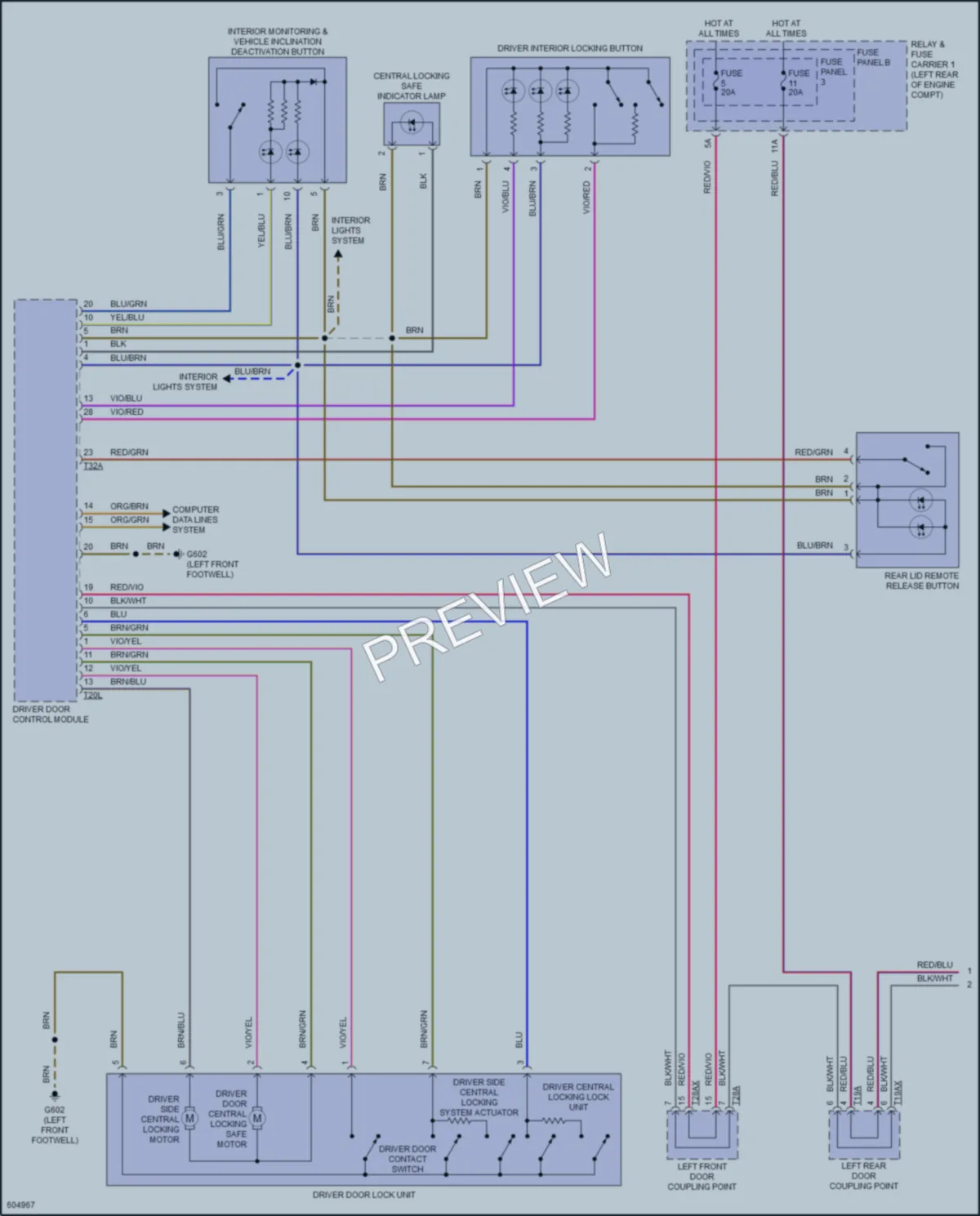2018 Audi A4 Power Door Locks wiring diagram preview