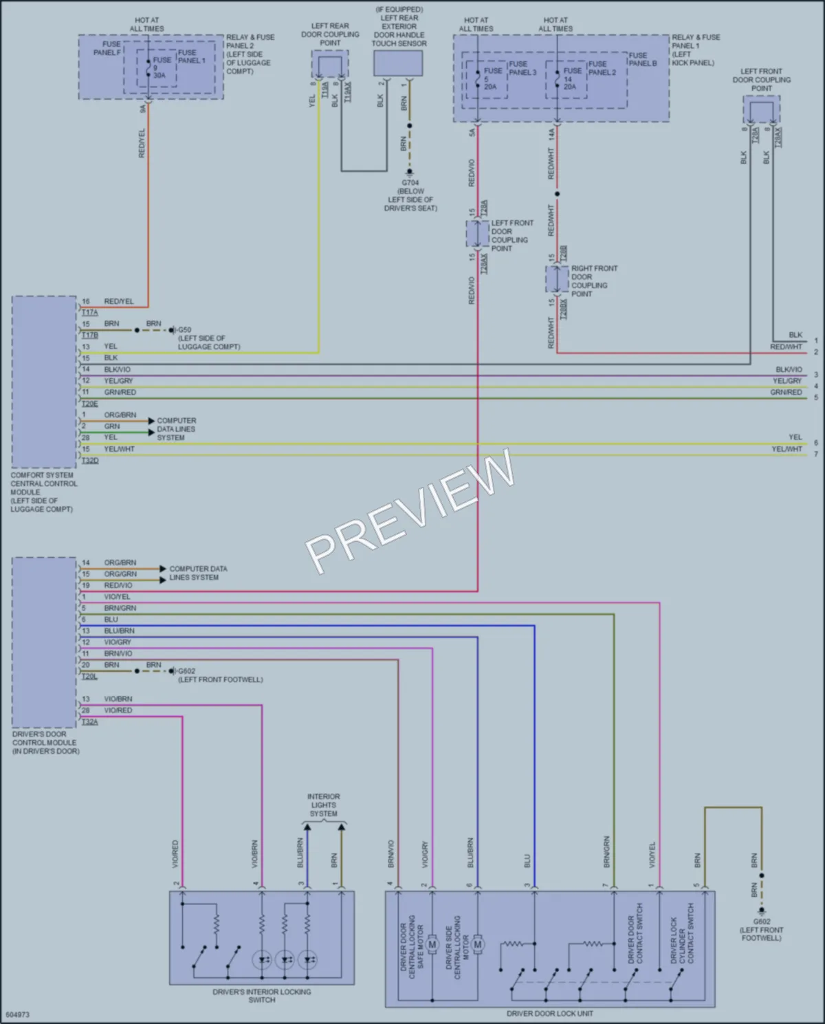 2018 Audi A5 Power Door Locks wiring diagram preview