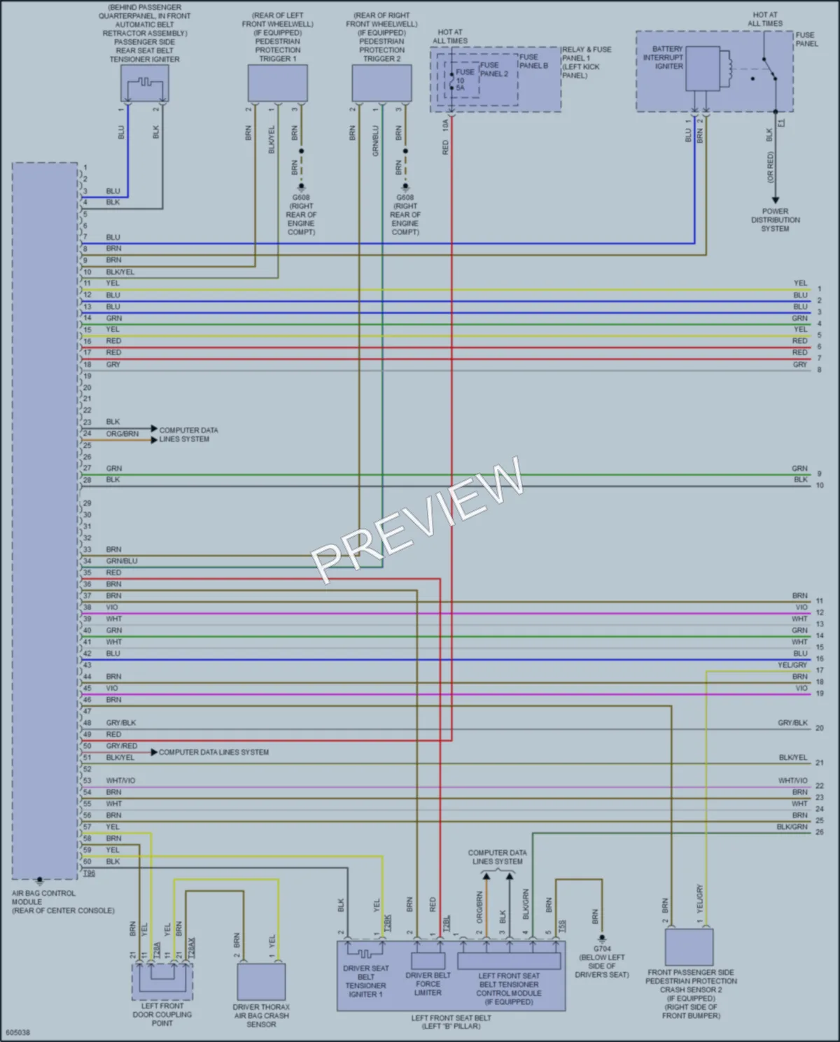 2018 Audi A5 Supplemental Restraints wiring diagram preview
