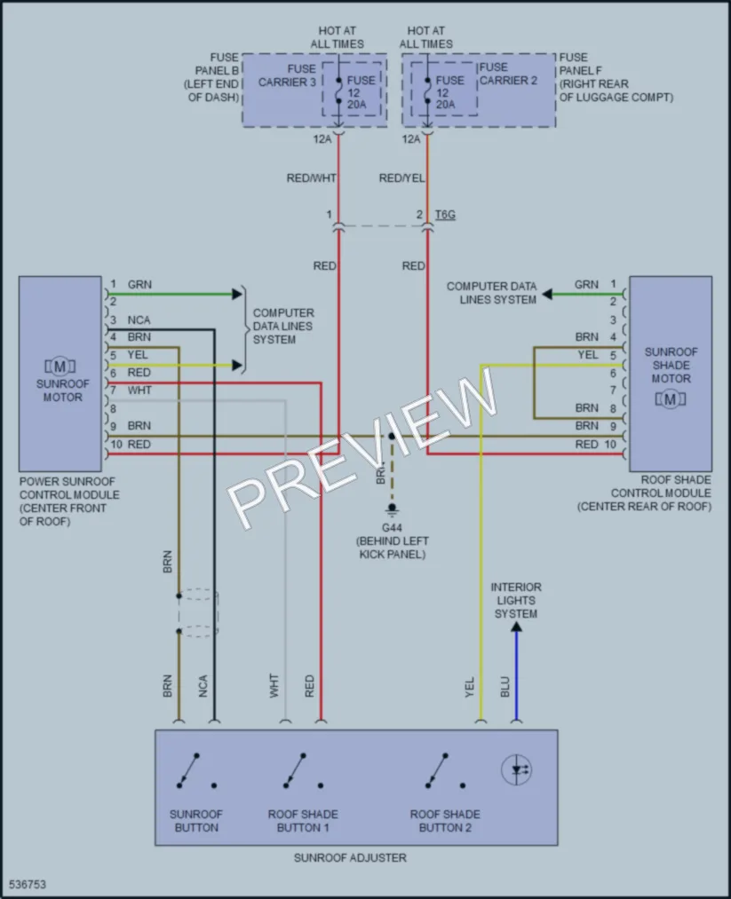 2018 Audi A6 Power Top Sunroof wiring diagram preview