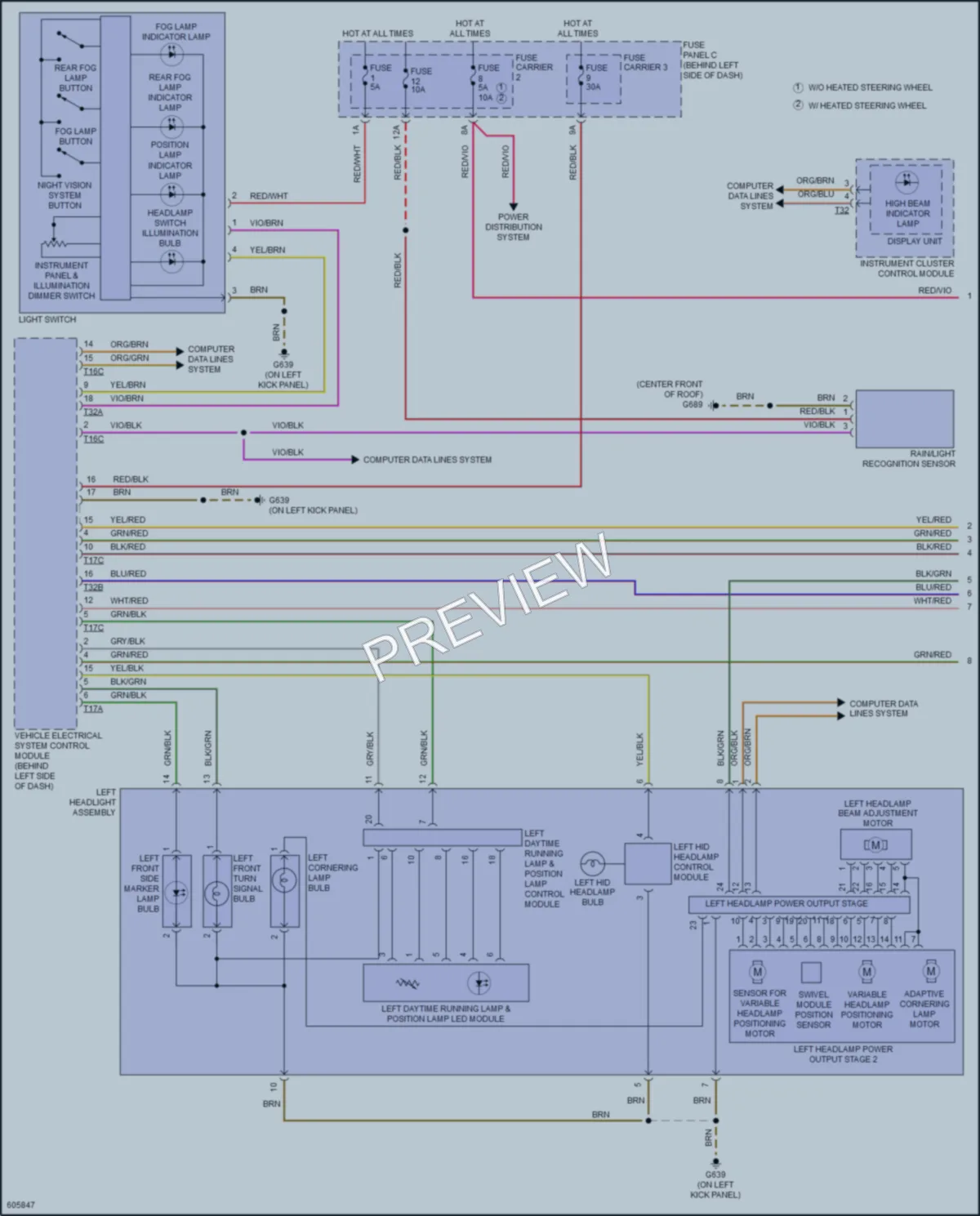 2018 Audi A8L Headlights wiring diagram preview