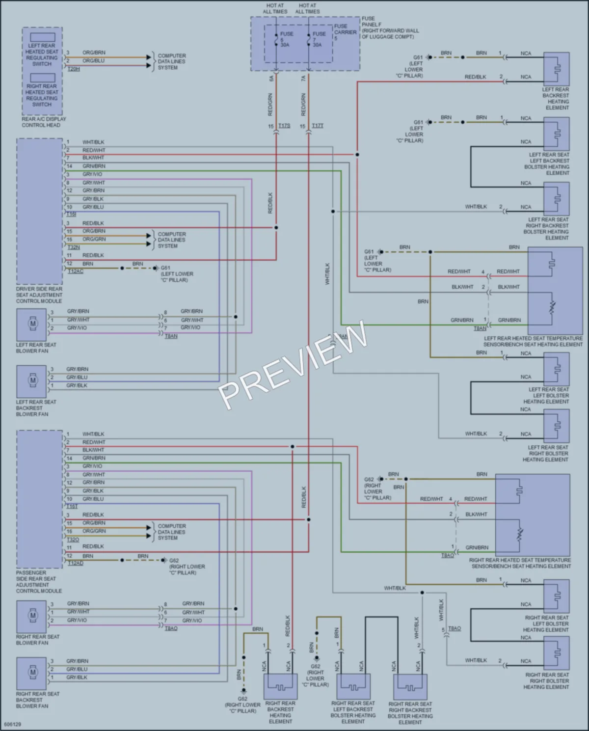 2018 Audi A8L Power Seats wiring diagram preview
