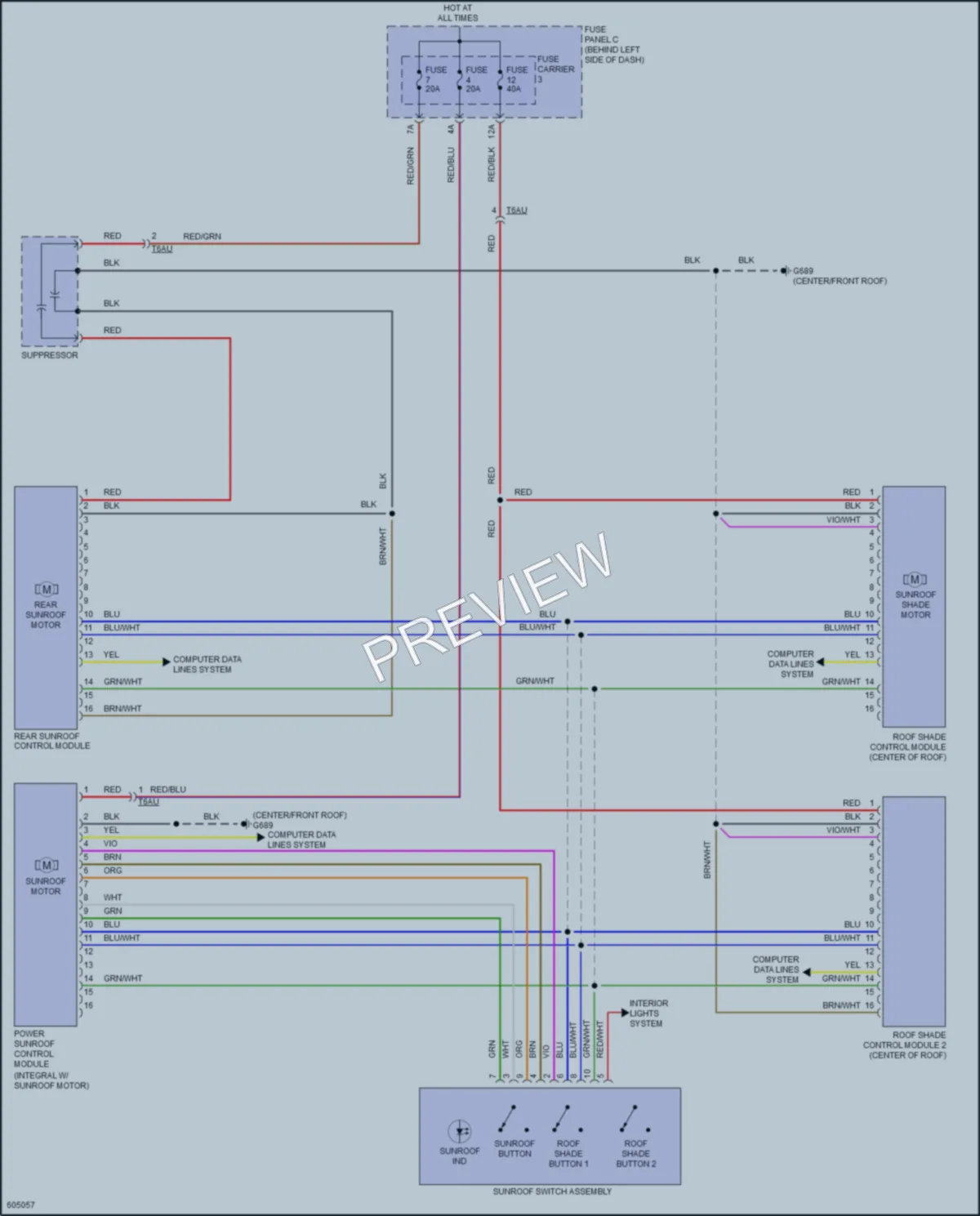 2018 Audi A8L Power Top Sunroof wiring diagram preview