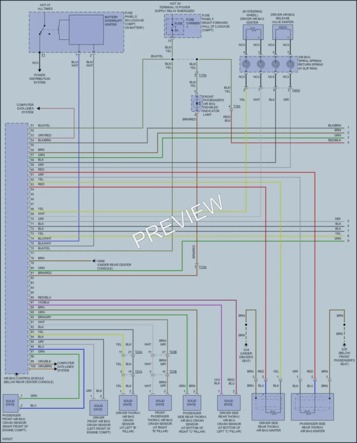 2018 Audi A8L Supplemental Restraints wiring diagram preview