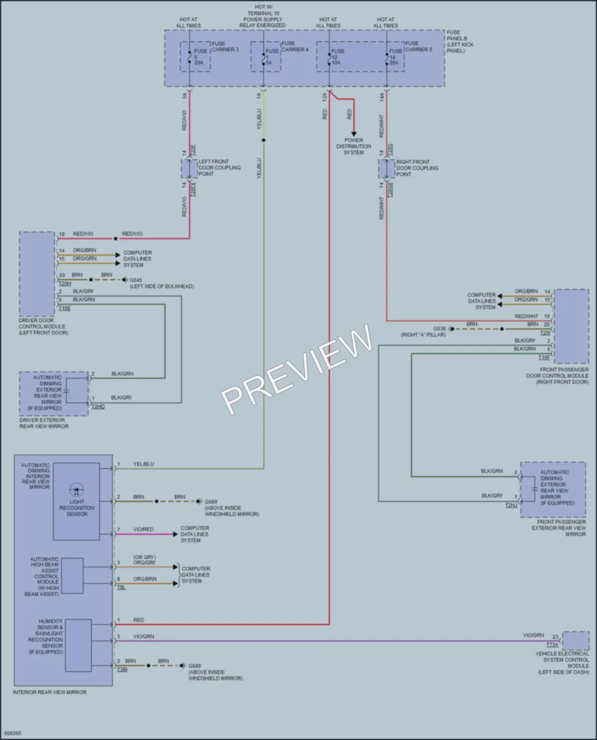 2018 Audi Q7 Power Mirrors wiring diagram preview