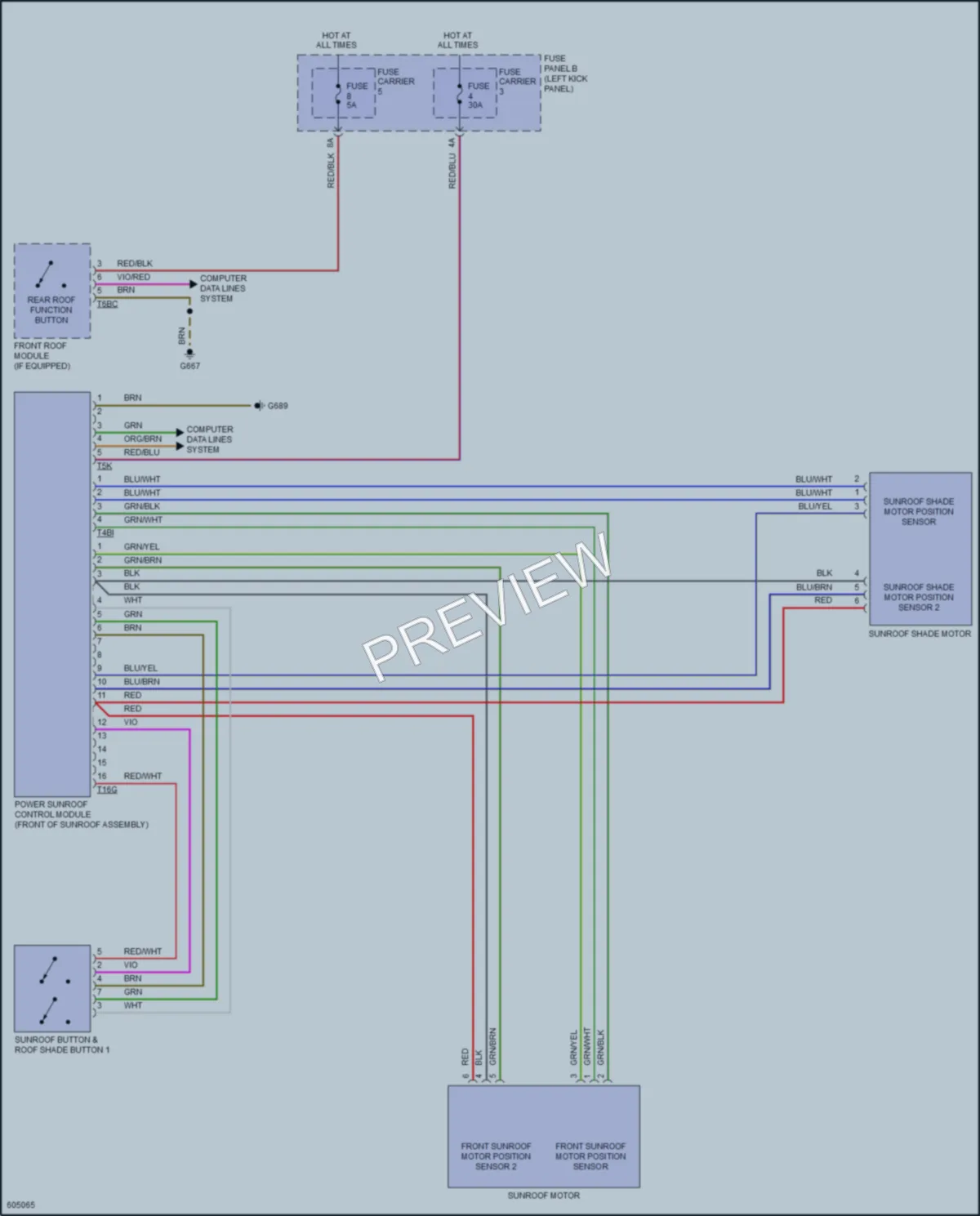 2018 Audi Q7 Power Top Sunroof wiring diagram preview