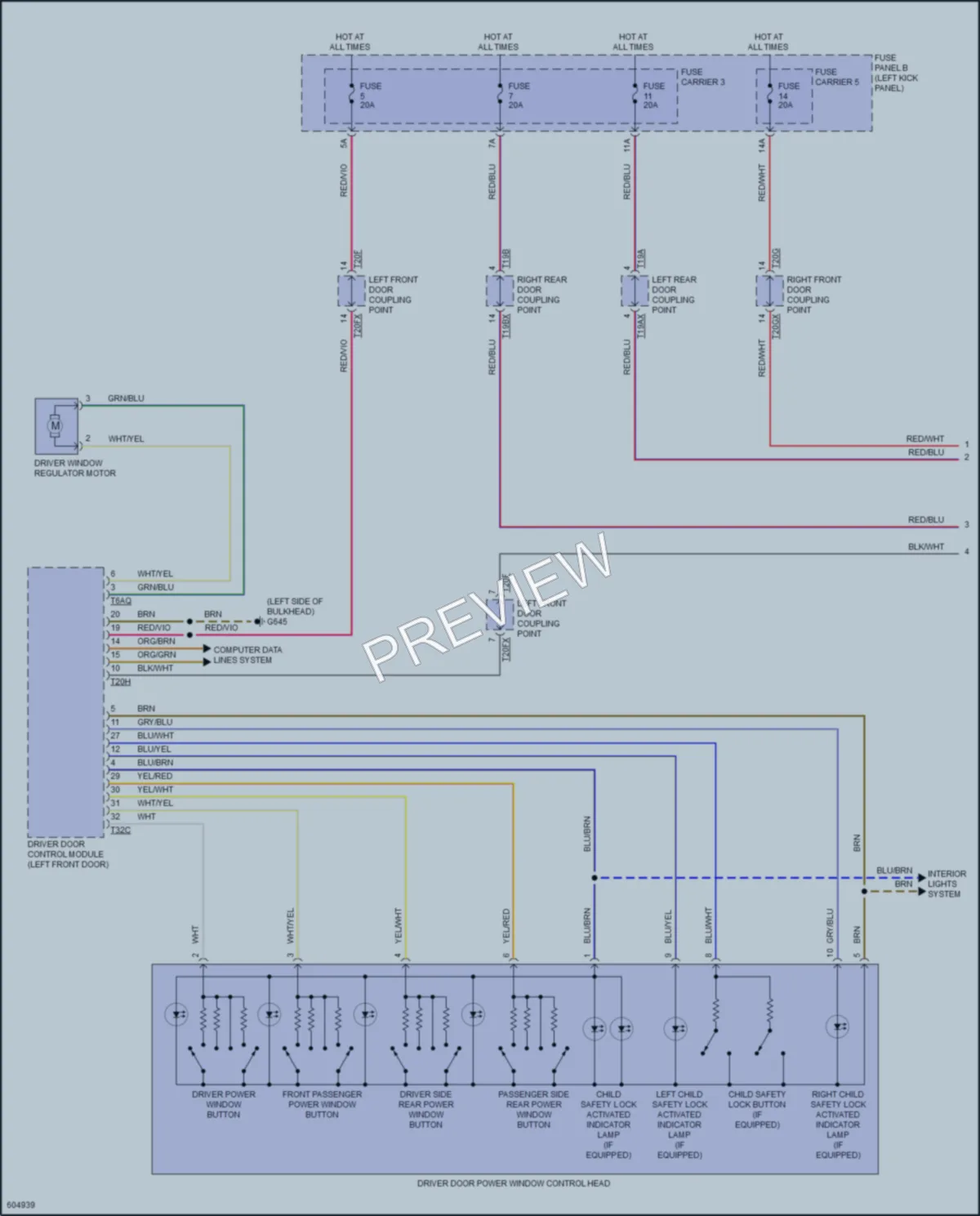 2018 Audi Q7 Power Windows wiring diagram preview