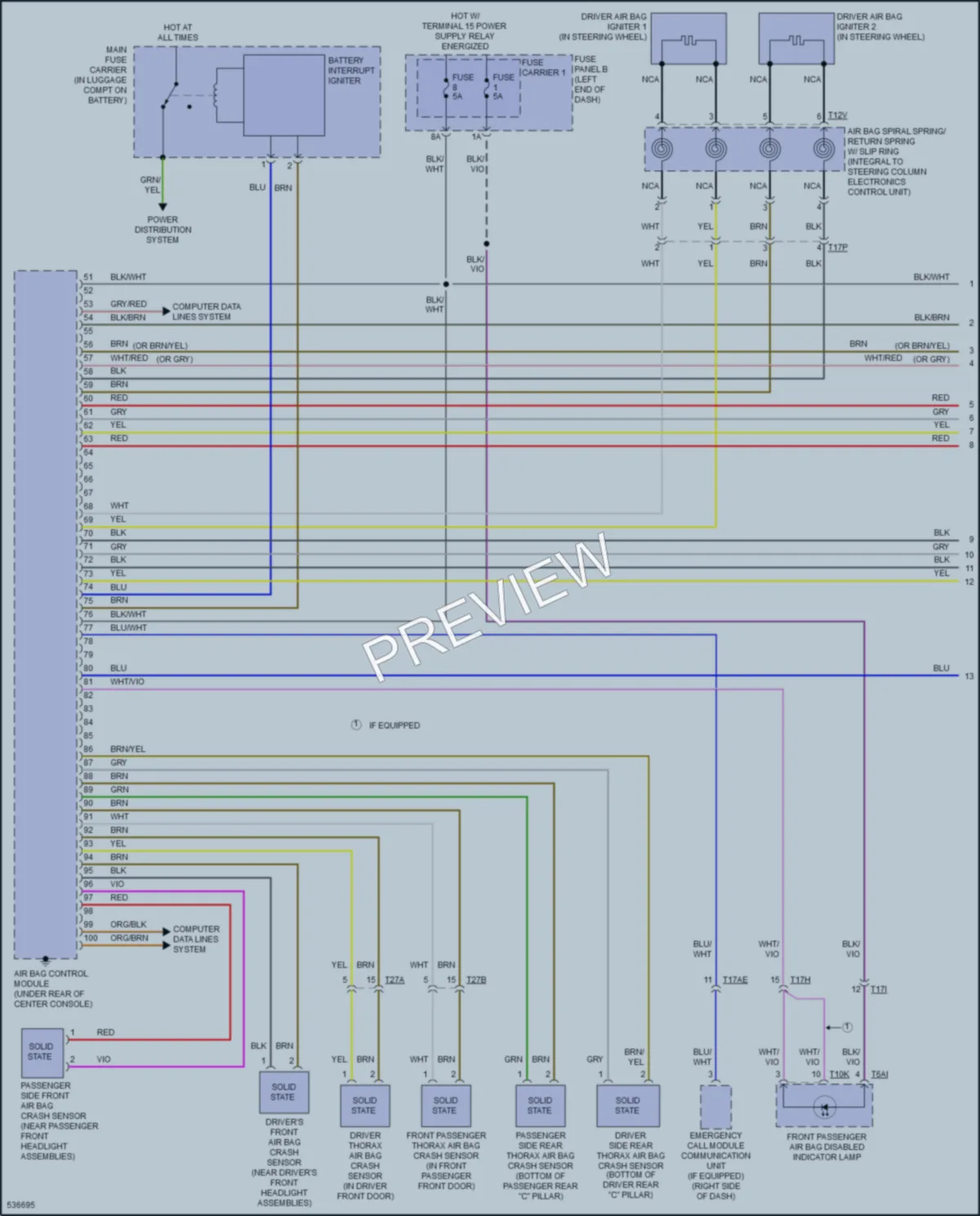 2018 Audi RS7 Supplemental Restraints wiring diagram preview