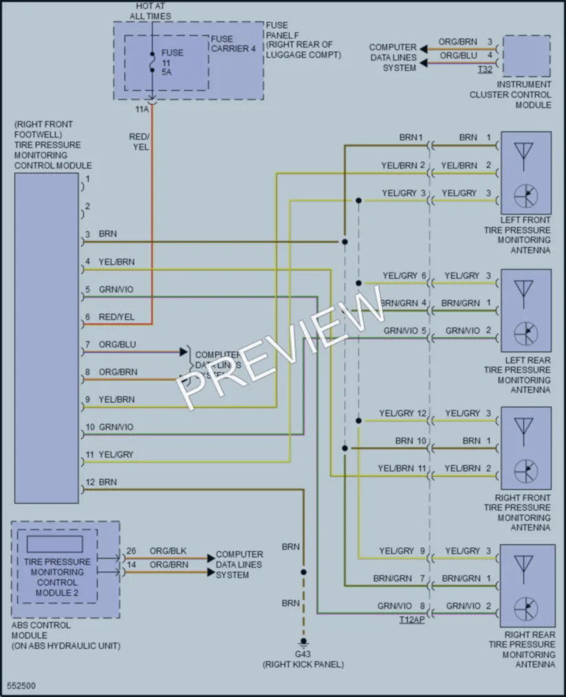 2018 Audi RS7 Warning Systems wiring diagram preview