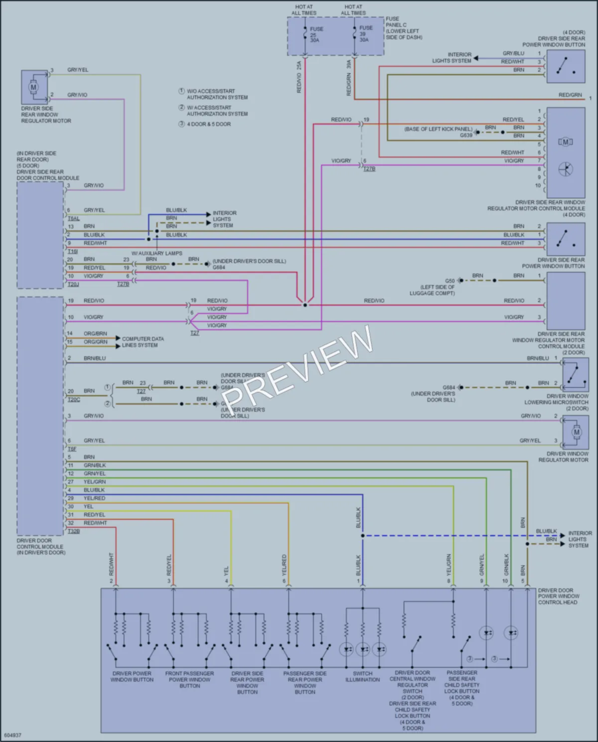 2018 Audi S3 Power Windows wiring diagram preview
