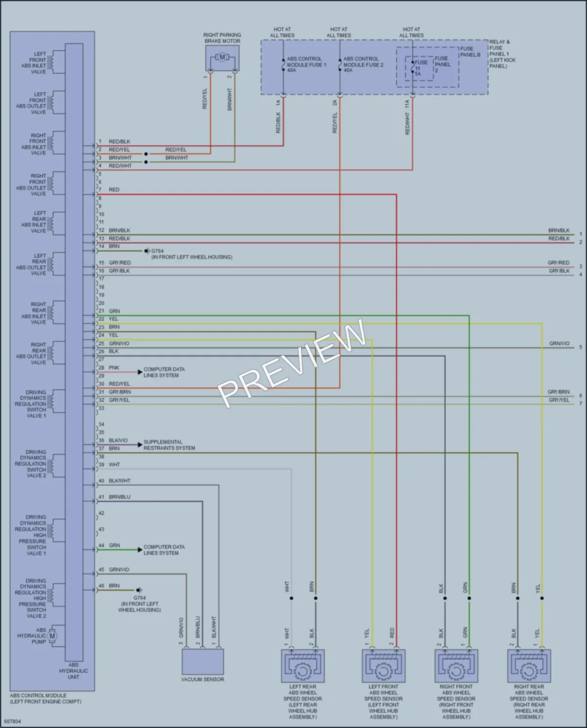 2018 Audi 4D Hatchback Anti Lock Brakes wiring diagram preview