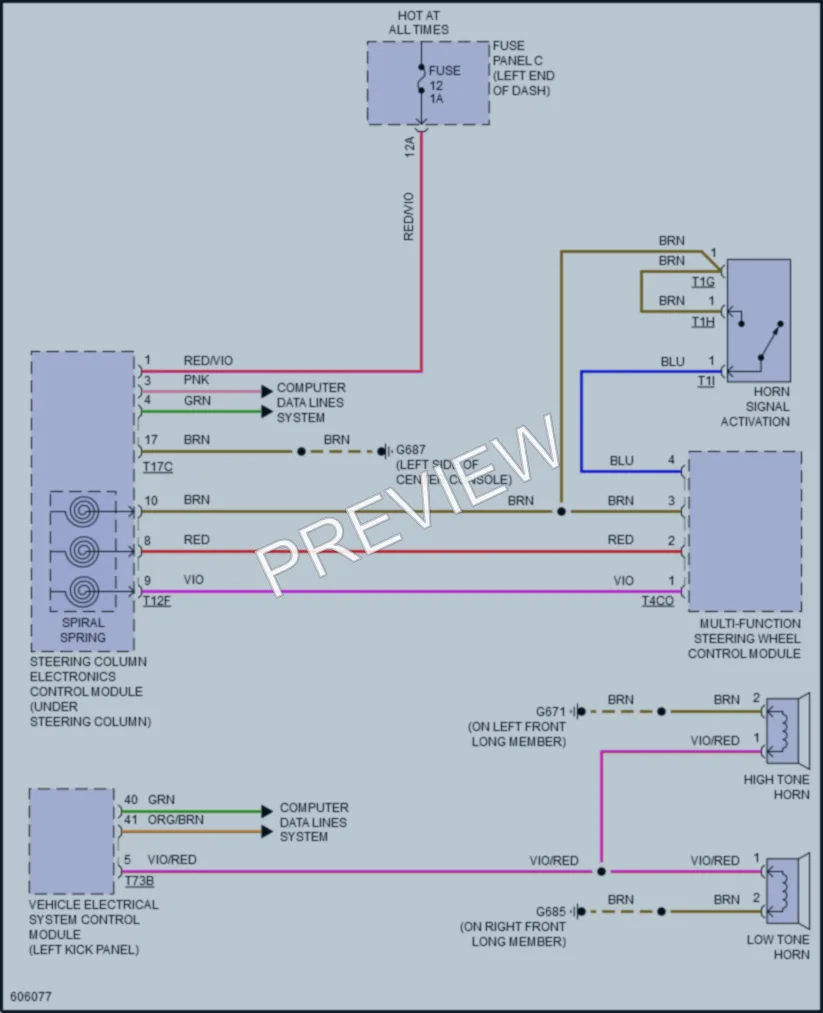 2018 Audi 4D Hatchback Horn wiring diagram preview