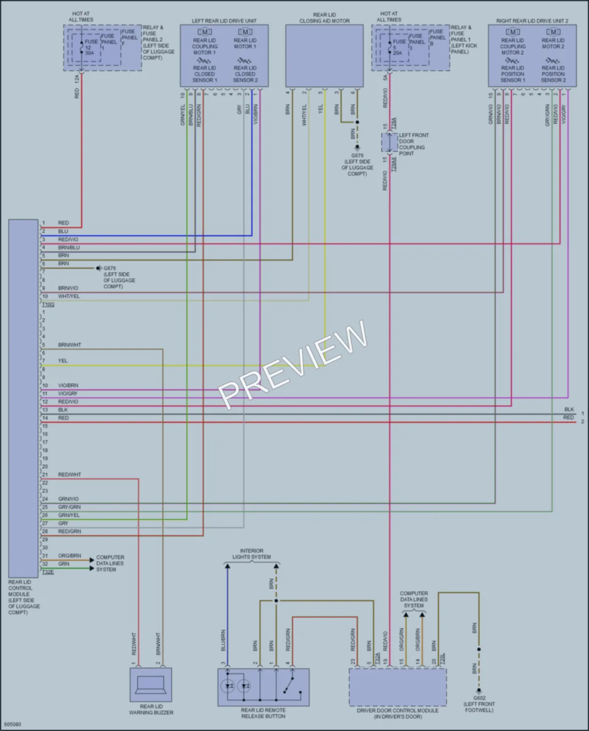 2018 Audi 4D Hatchback Trunk Tailgate Fuel Door wiring diagram preview
