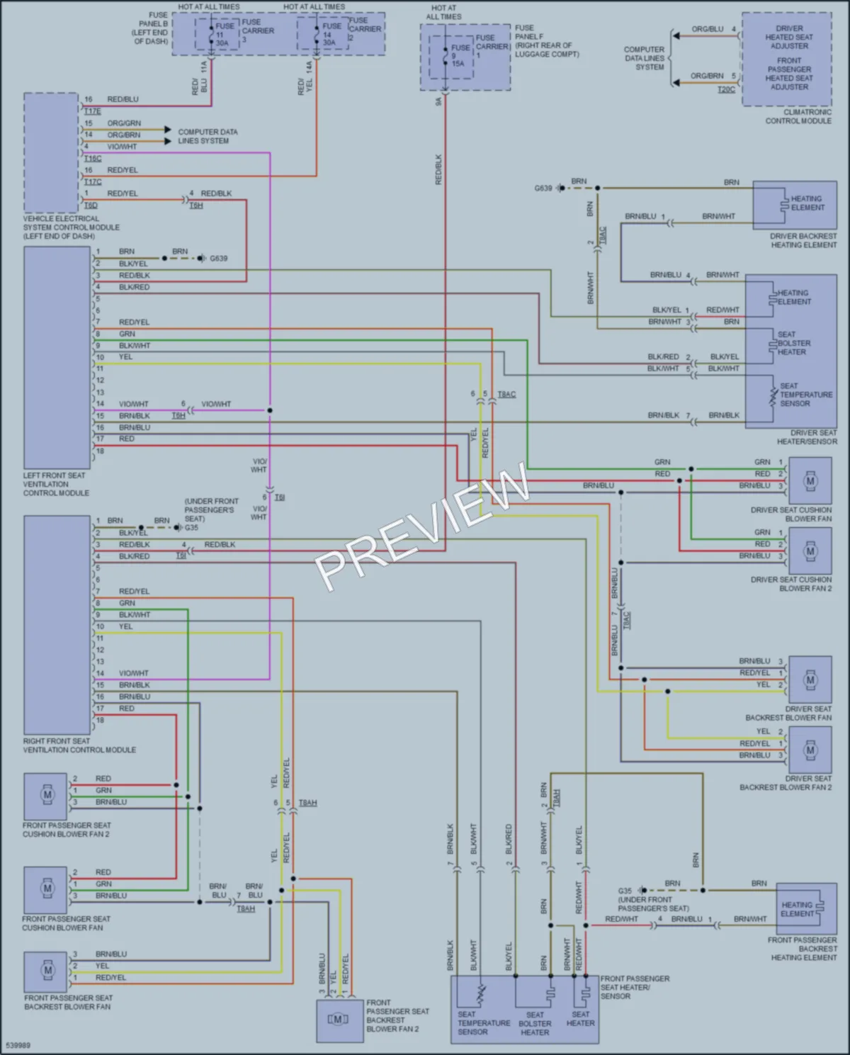 2018 Audi S6 Power Seats wiring diagram preview