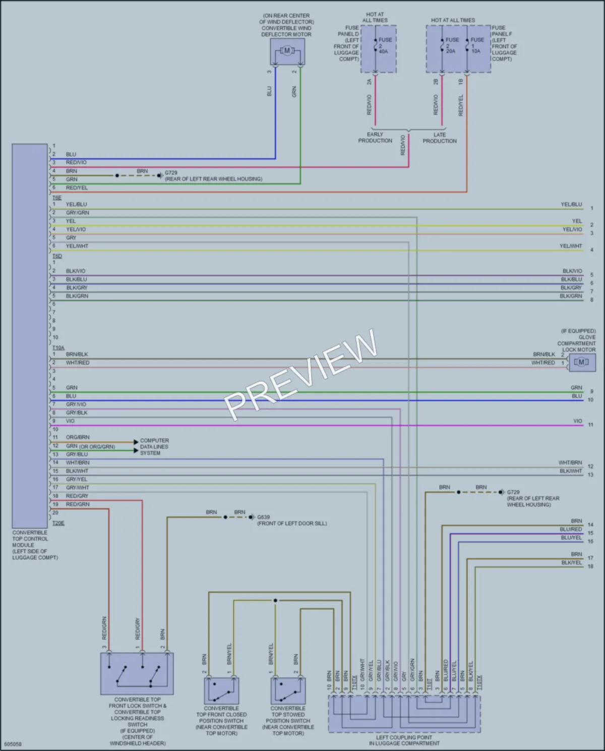 2018 Audi TT Power Top Sunroof wiring diagram preview