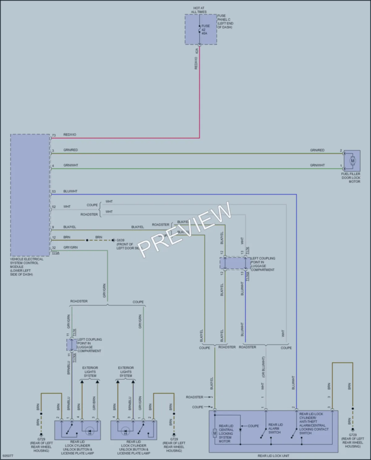 2018 Audi TT Trunk Tailgate Fuel Door wiring diagram preview