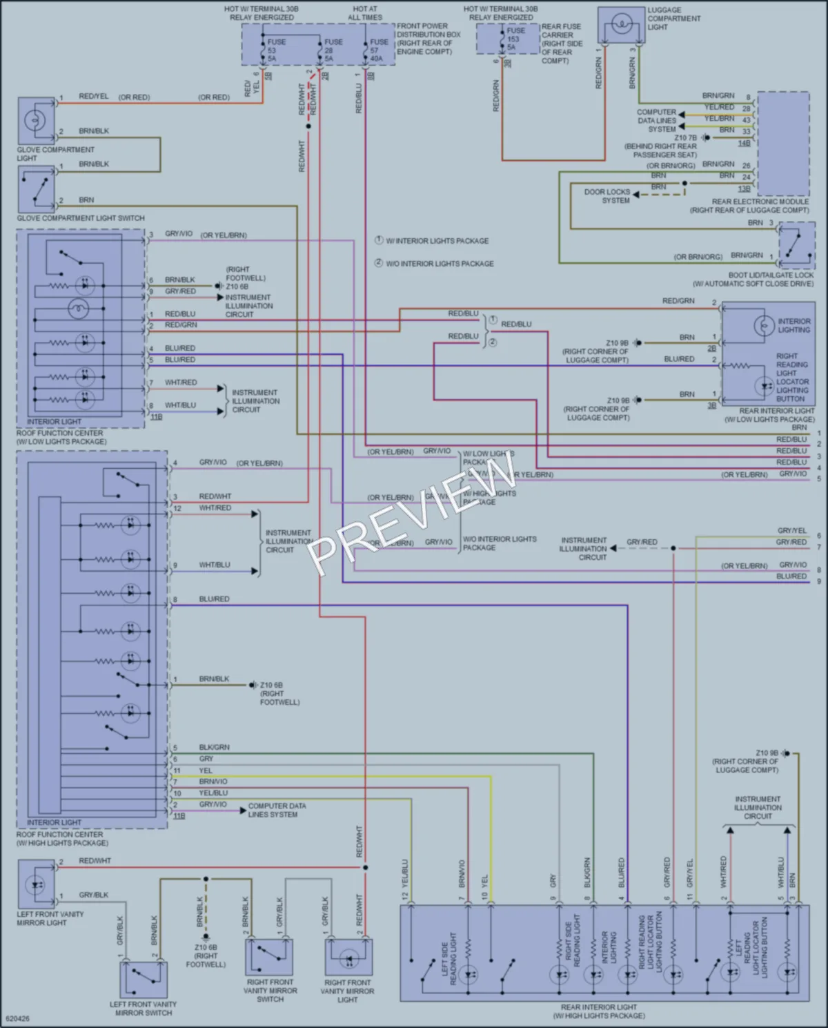 2018 BMW 330e Interior Lights wiring diagram preview