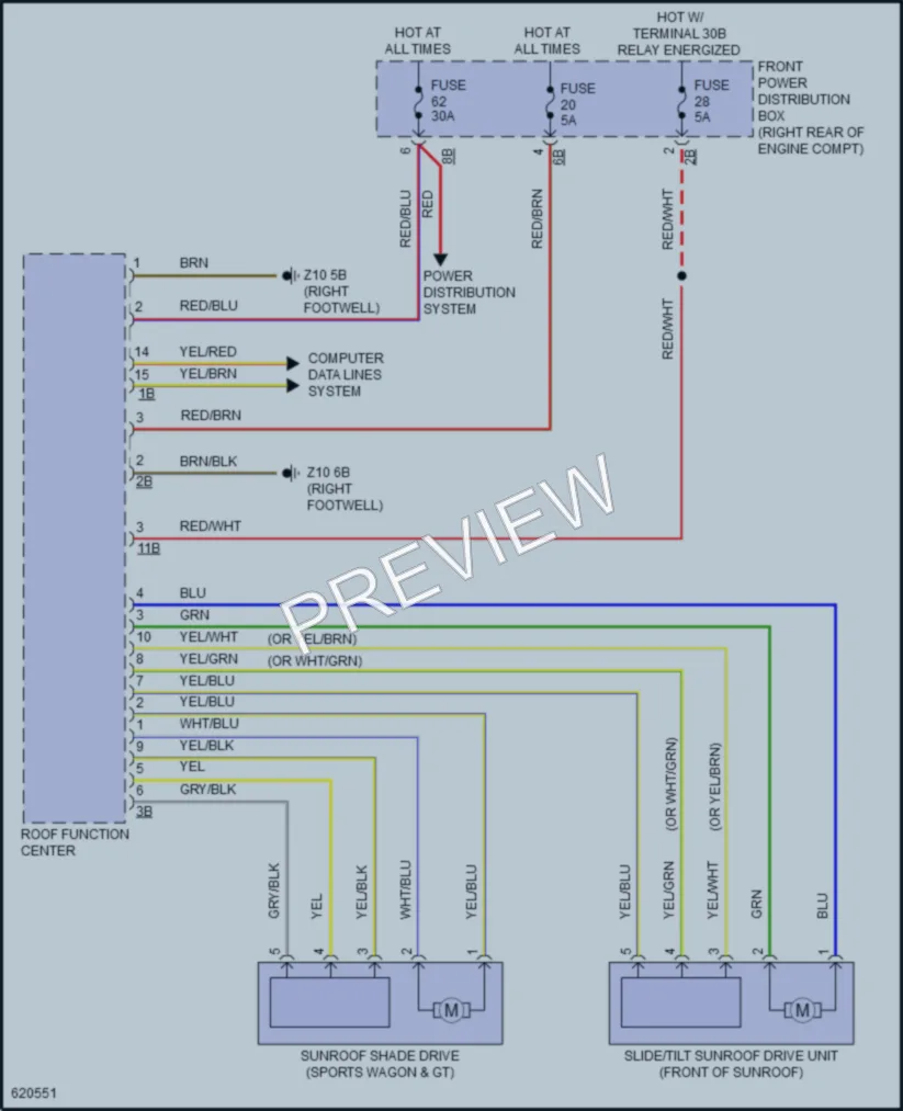 2018 BMW 330i Power Top Sunroof wiring diagram preview