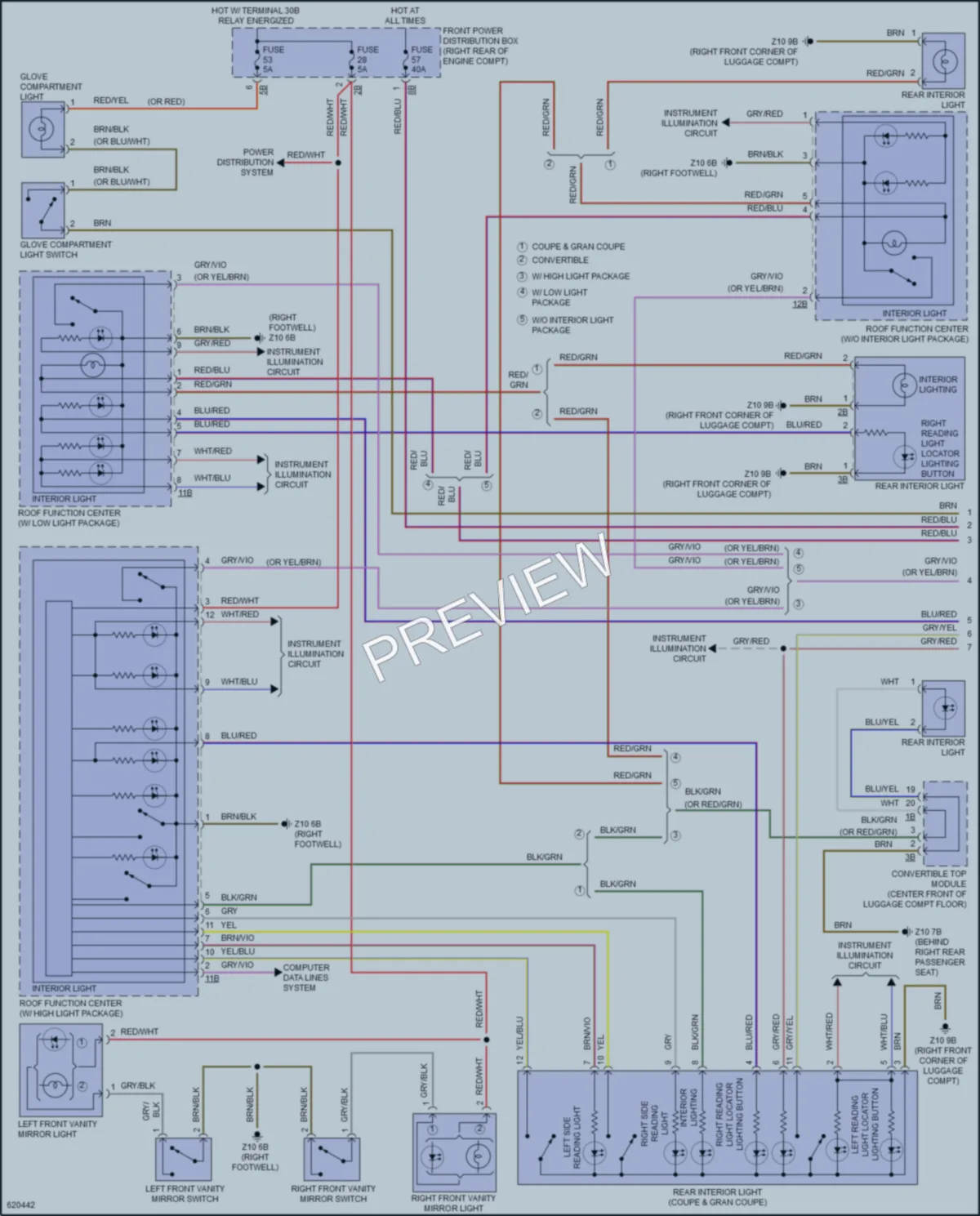 2018 BMW 440iGranCoupe Interior Lights wiring diagram preview