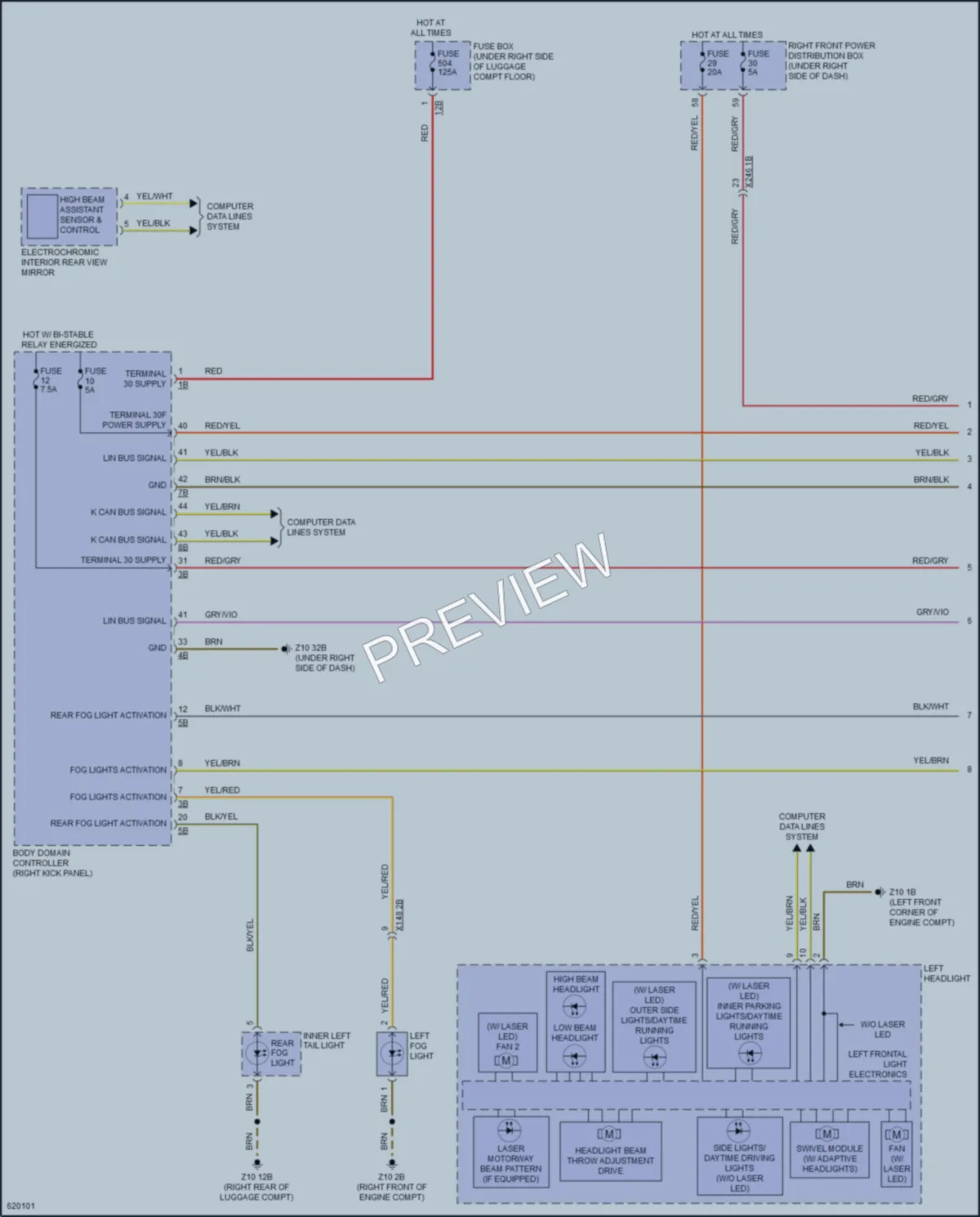 2018 BMW 540i Headlights wiring diagram preview