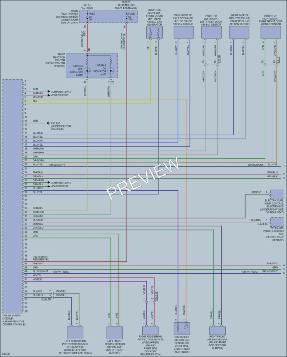2018 BMW 540i Supplemental Restraints wiring diagram preview
