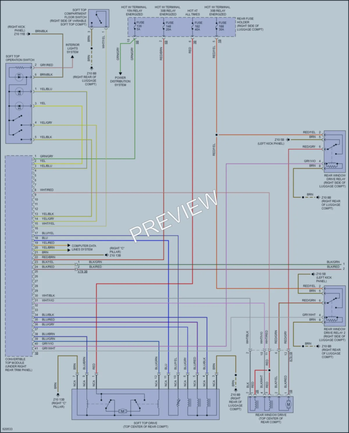 2018 BMW 640i Power Top Sunroof wiring diagram preview