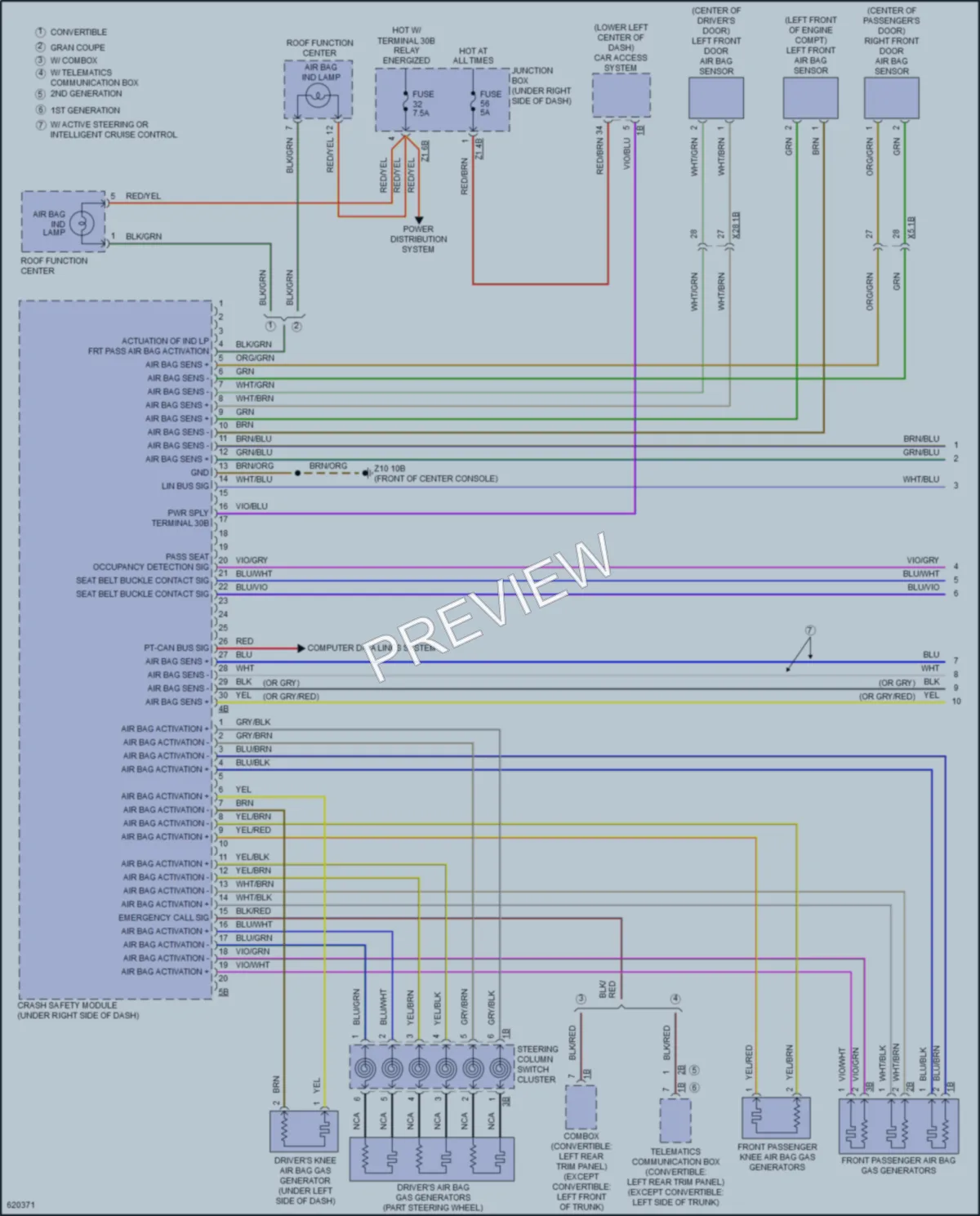 2018 BMW 650iGranCoupe Supplemental Restraints wiring diagram preview