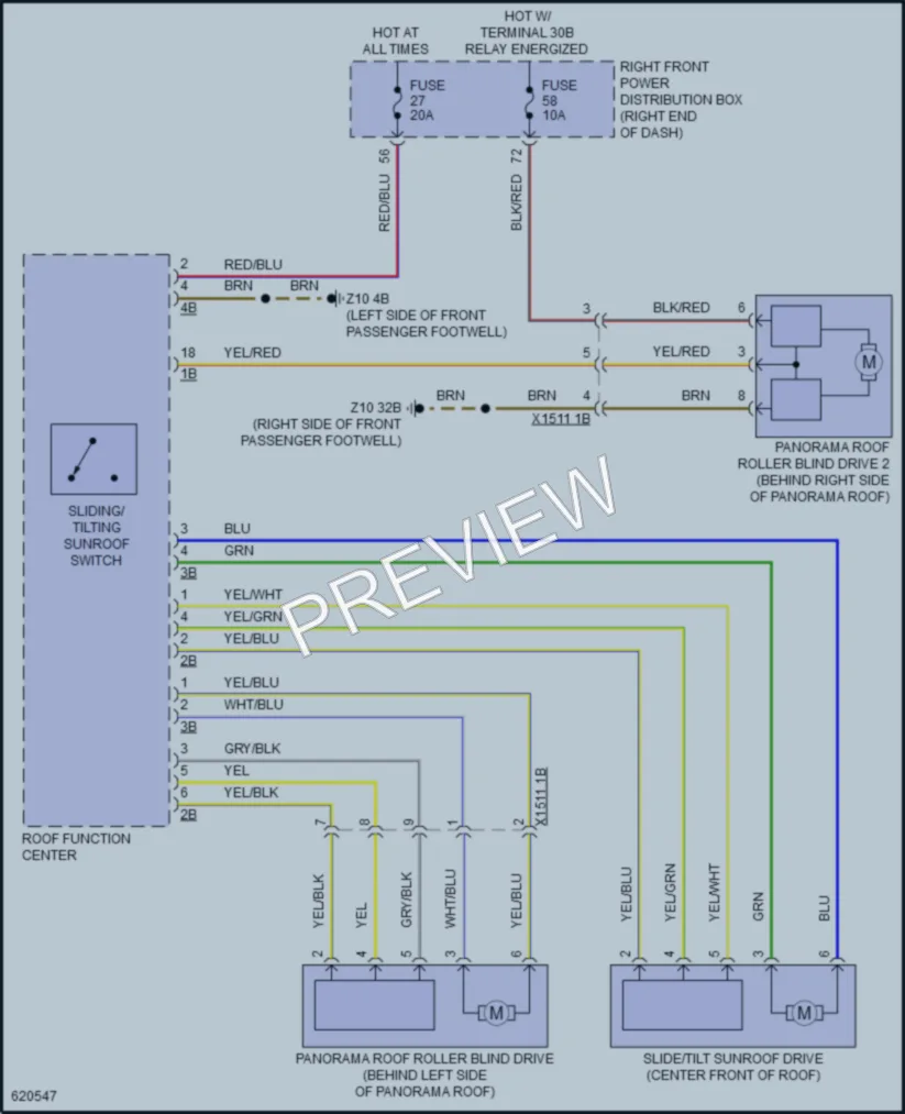 2018 BMW 740i Power Top Sunroof wiring diagram preview
