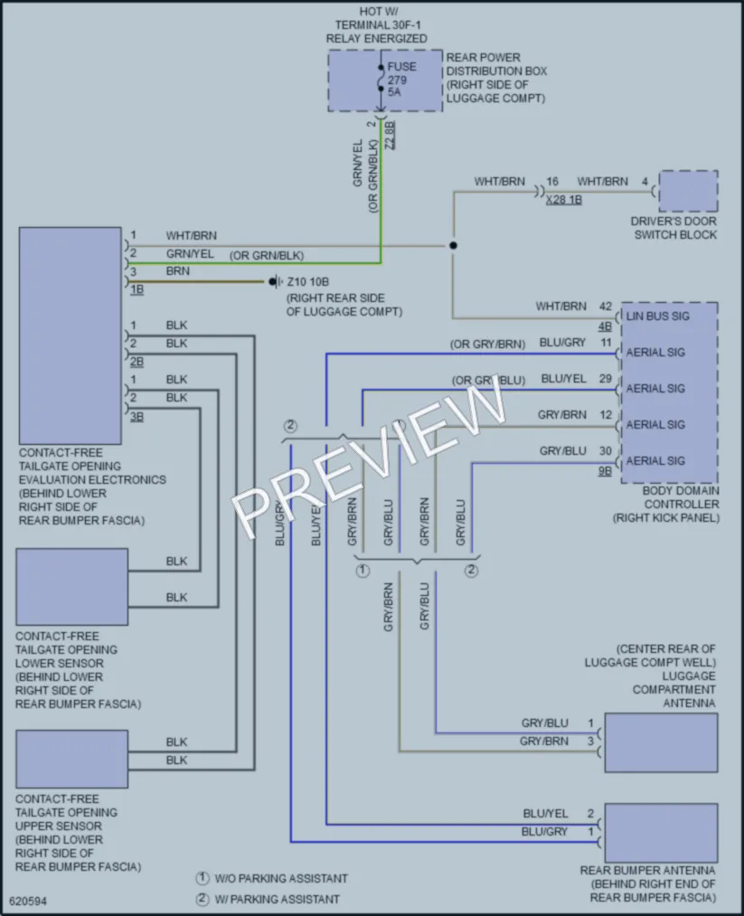 2018 BMW 750i Trunk Tailgate Fuel Door wiring diagram preview