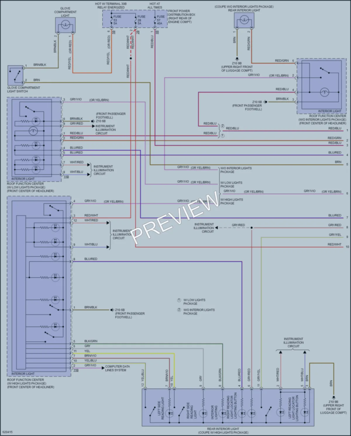 2018 BMW M240i Interior Lights wiring diagram preview