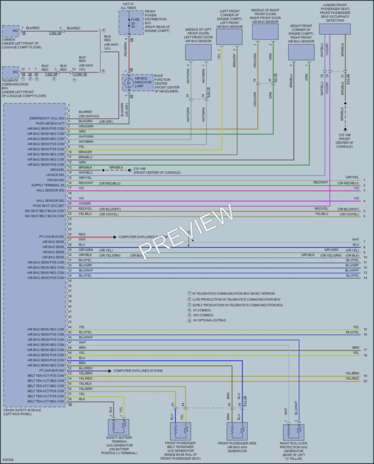 2018 BMW M240i Supplemental Restraints wiring diagram preview