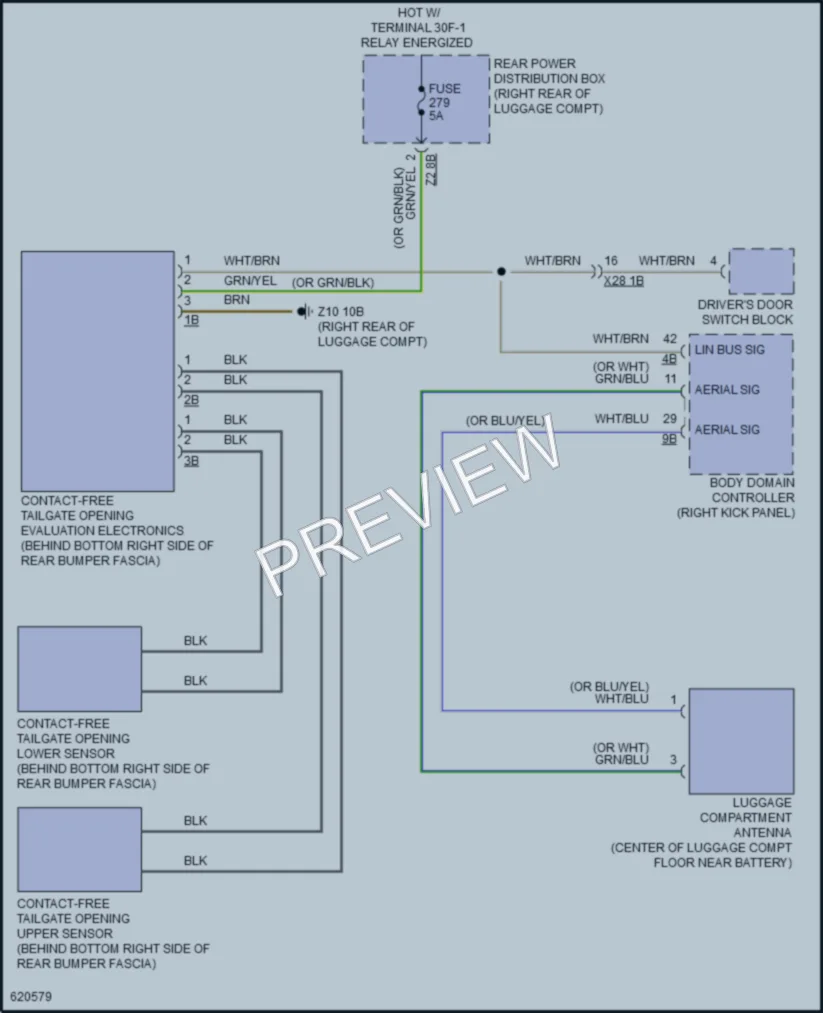 2018 BMW M550i Trunk Tailgate Fuel Door wiring diagram preview