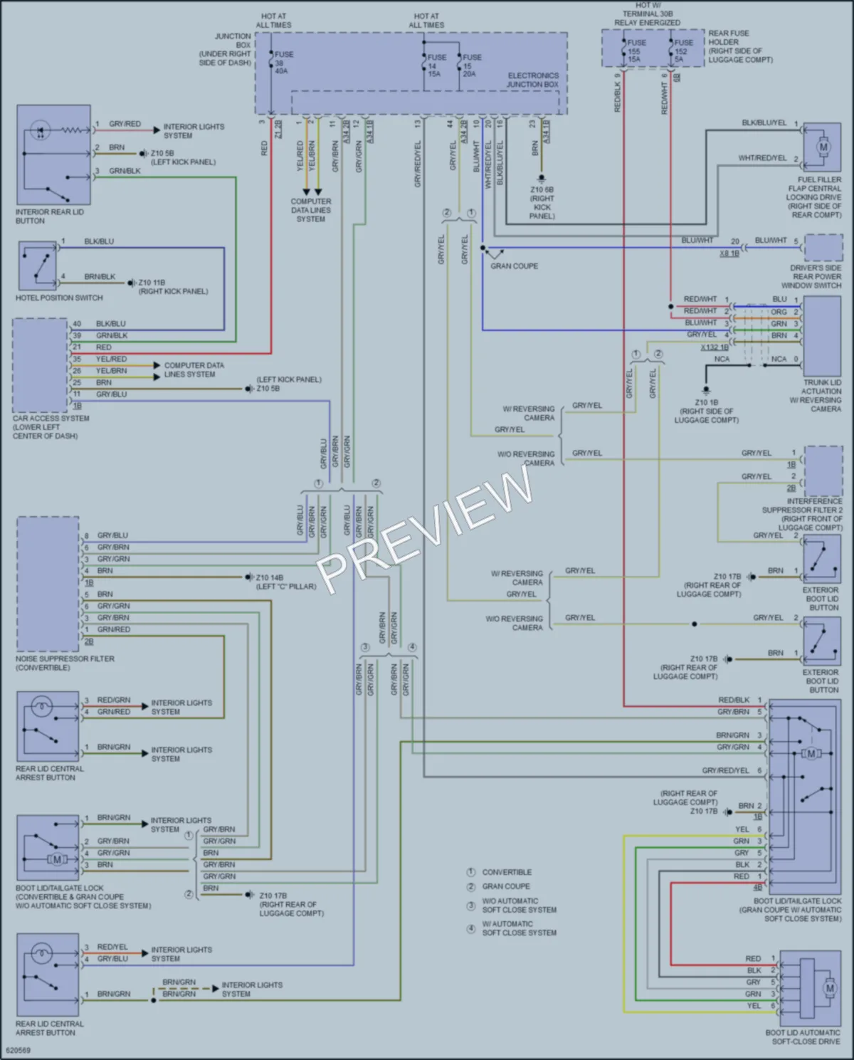 2018 BMW M6GranCoupe Trunk Tailgate Fuel Door wiring diagram preview