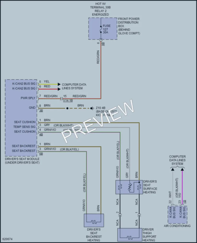 2018 BMW X1 Power Seats wiring diagram preview