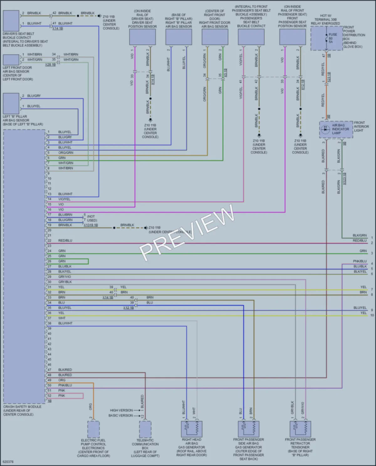 2018 BMW X1 Supplemental Restraints wiring diagram preview
