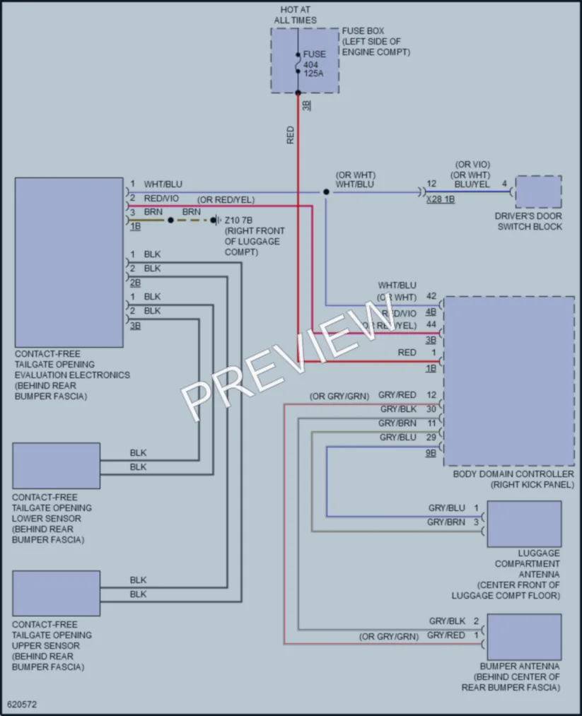 2018 BMW X1 Trunk Tailgate Fuel Door wiring diagram preview
